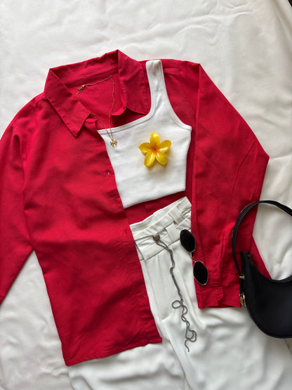 Red Linen Shirt