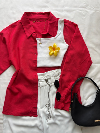 Red Linen Shirt