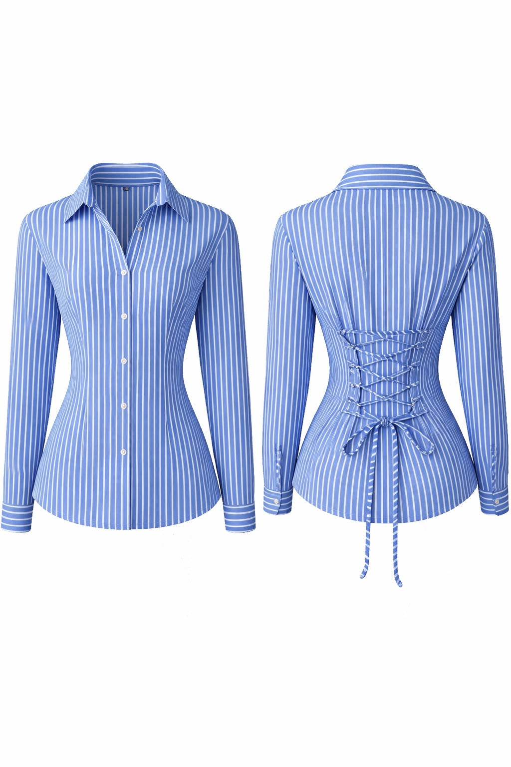 Blue Fitted Shirt (Corset back)