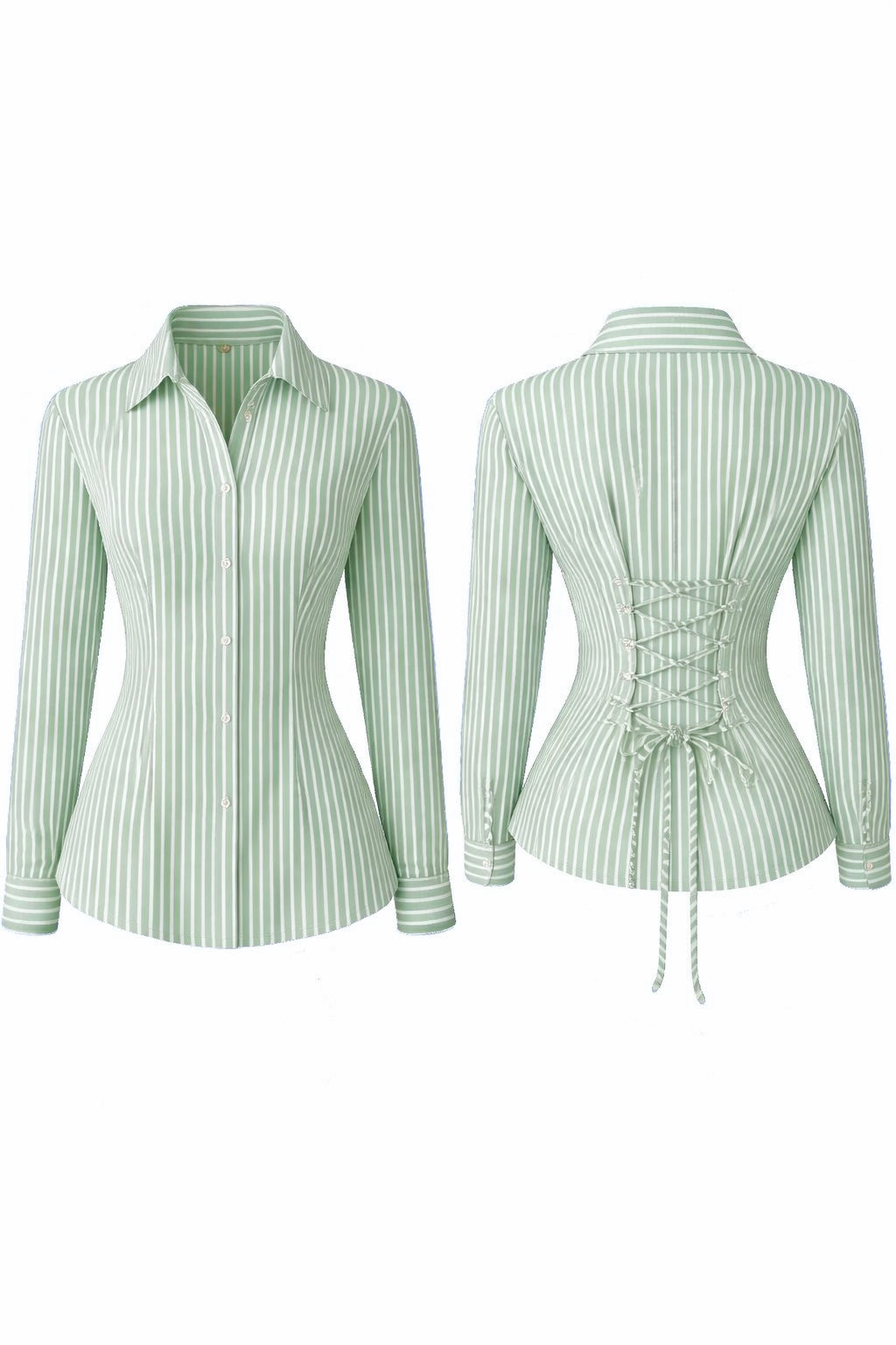 Green Fitted Shirt (Corset back)