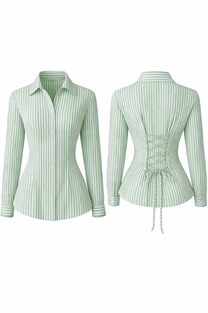 Green Fitted Shirt (Corset back)