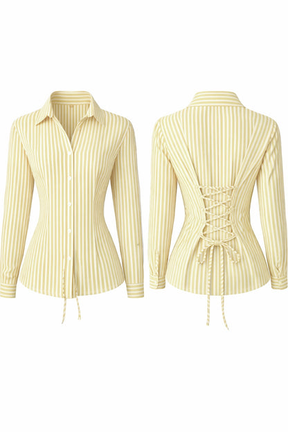 Yellow Fitted Shirt (Corset back)