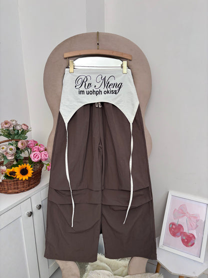 Mocha Brown Wide Leg Pants With Removable Belt