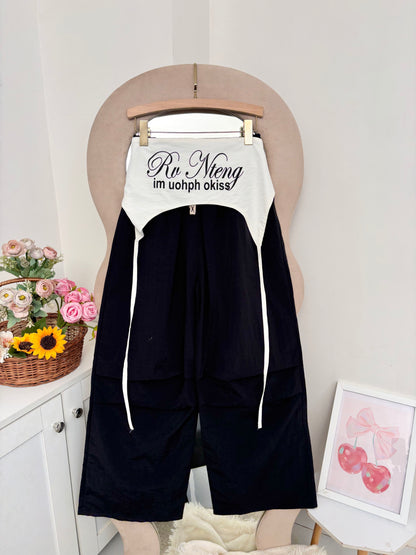 Black Wide Leg Pants With Removable Belt