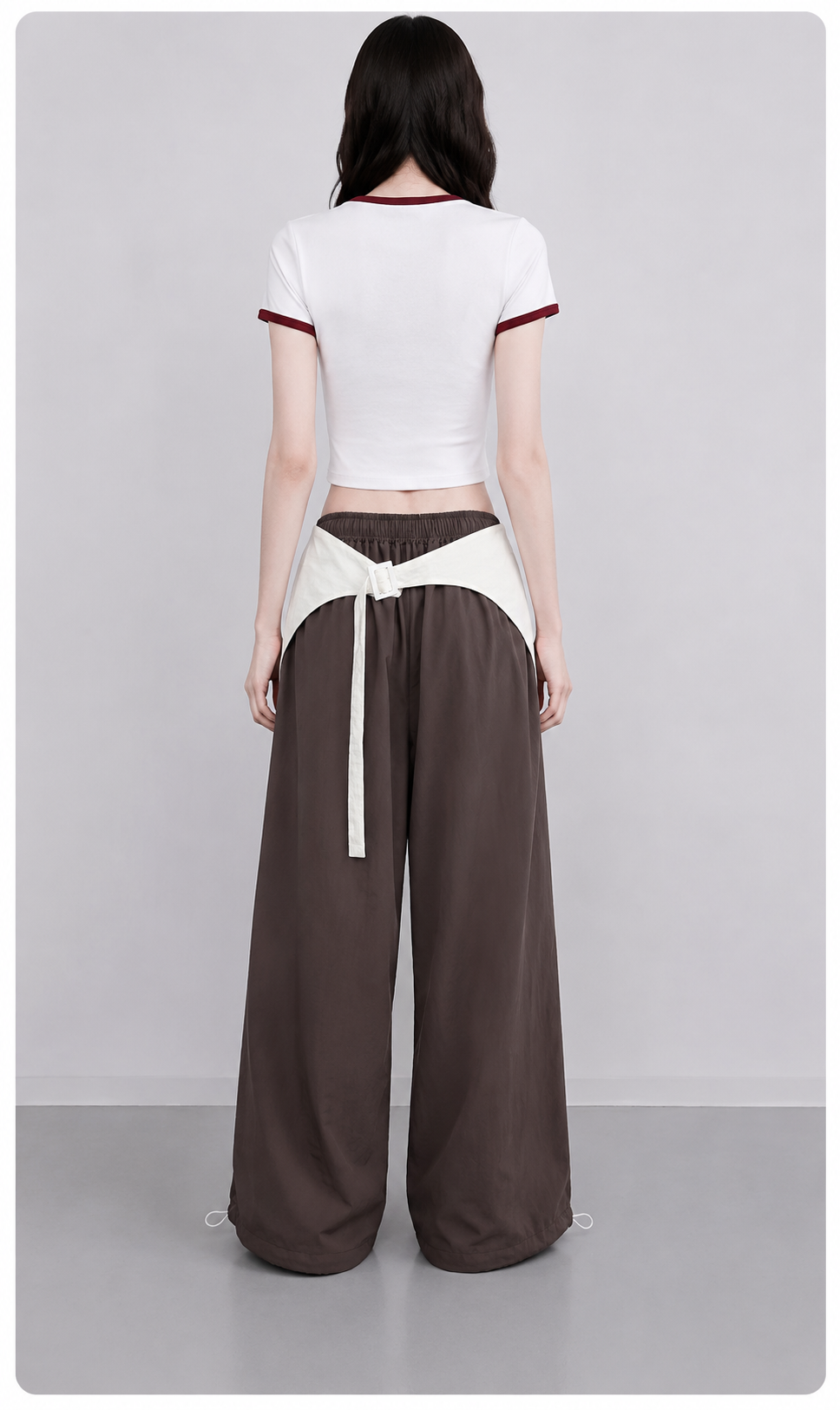 Mocha Brown Wide Leg Pants With Removable Belt