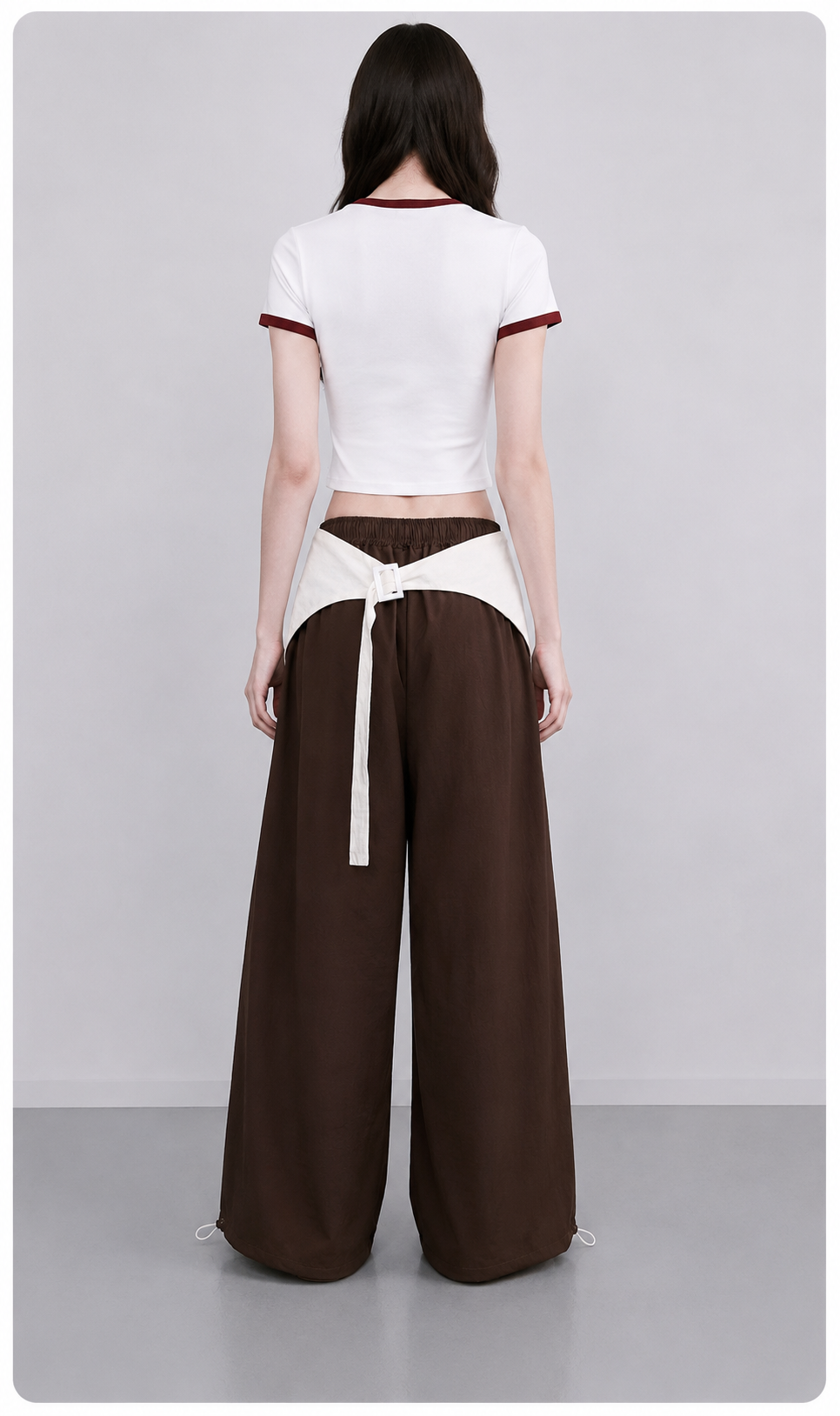 Choco Brown Wide Leg Pants With Removable Belt