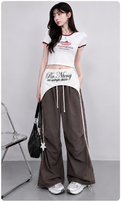 Mocha Brown Wide Leg Pants With Removable Belt