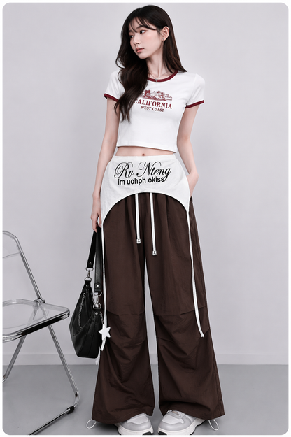 Choco Brown Wide Leg Pants With Removable Belt