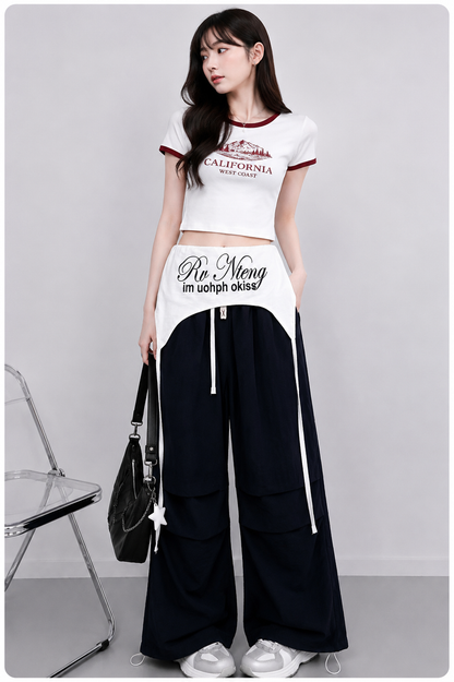 Black Wide Leg Pants With Removable Belt
