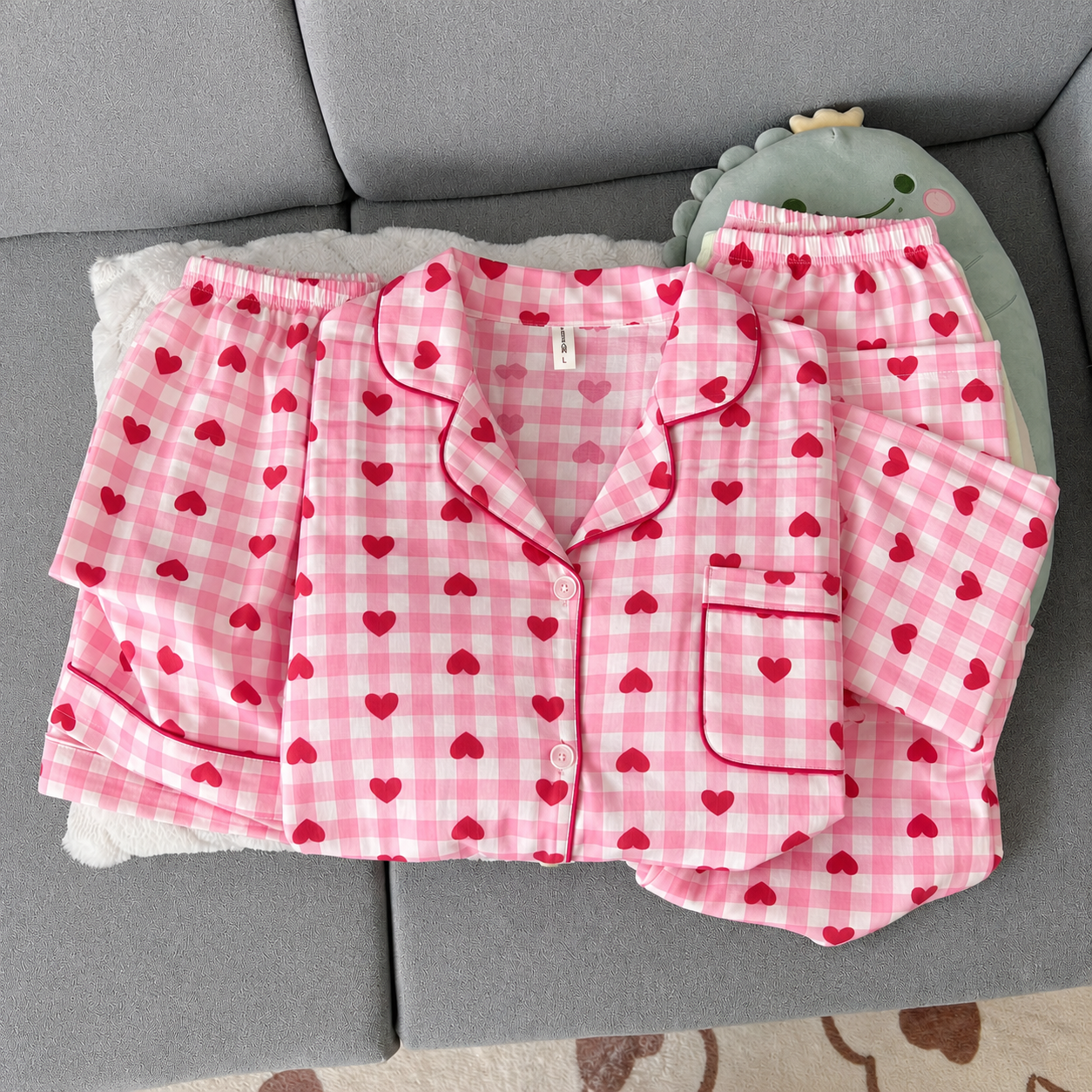 Pink Heart Padded 3 Piece Night Suit