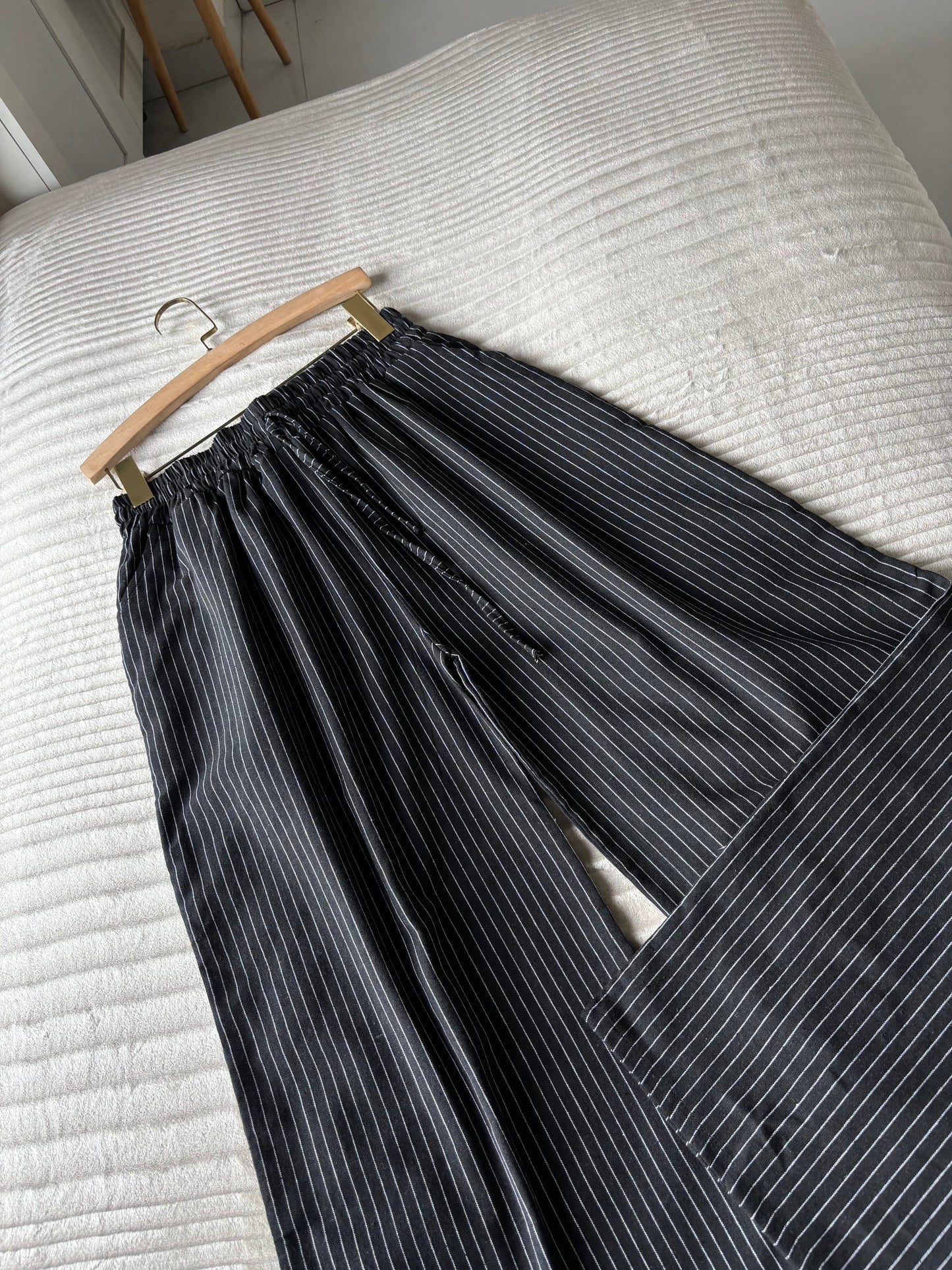 Black Striped Linen Pant