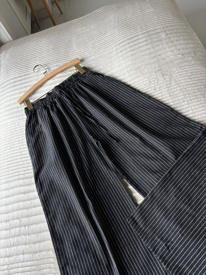 Black Striped Linen Pant