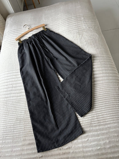 Black Striped Linen Pant