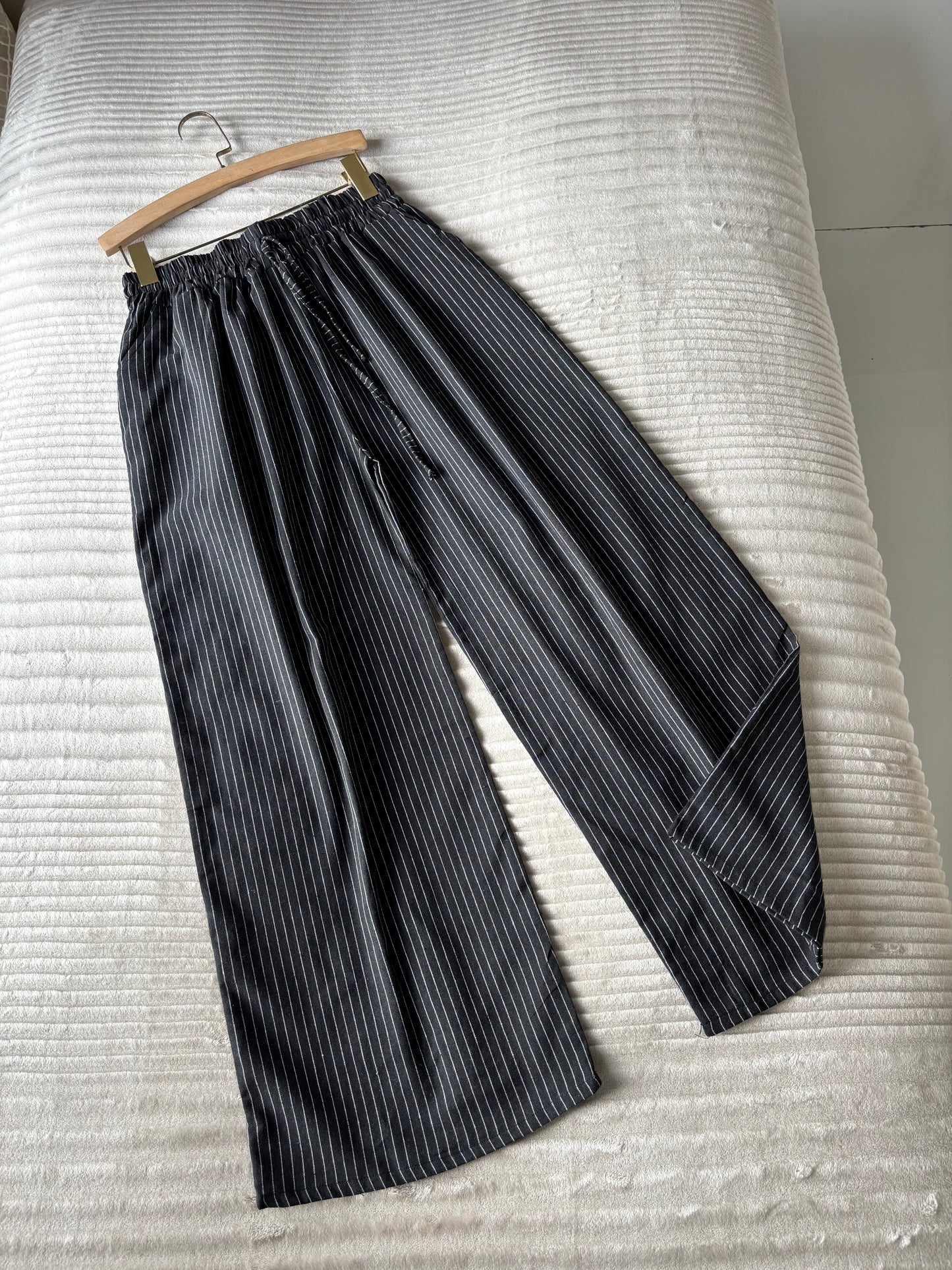 Black Striped Linen Pant