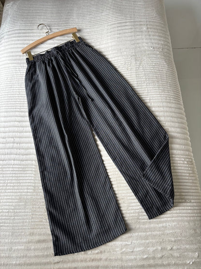Black Striped Linen Pant
