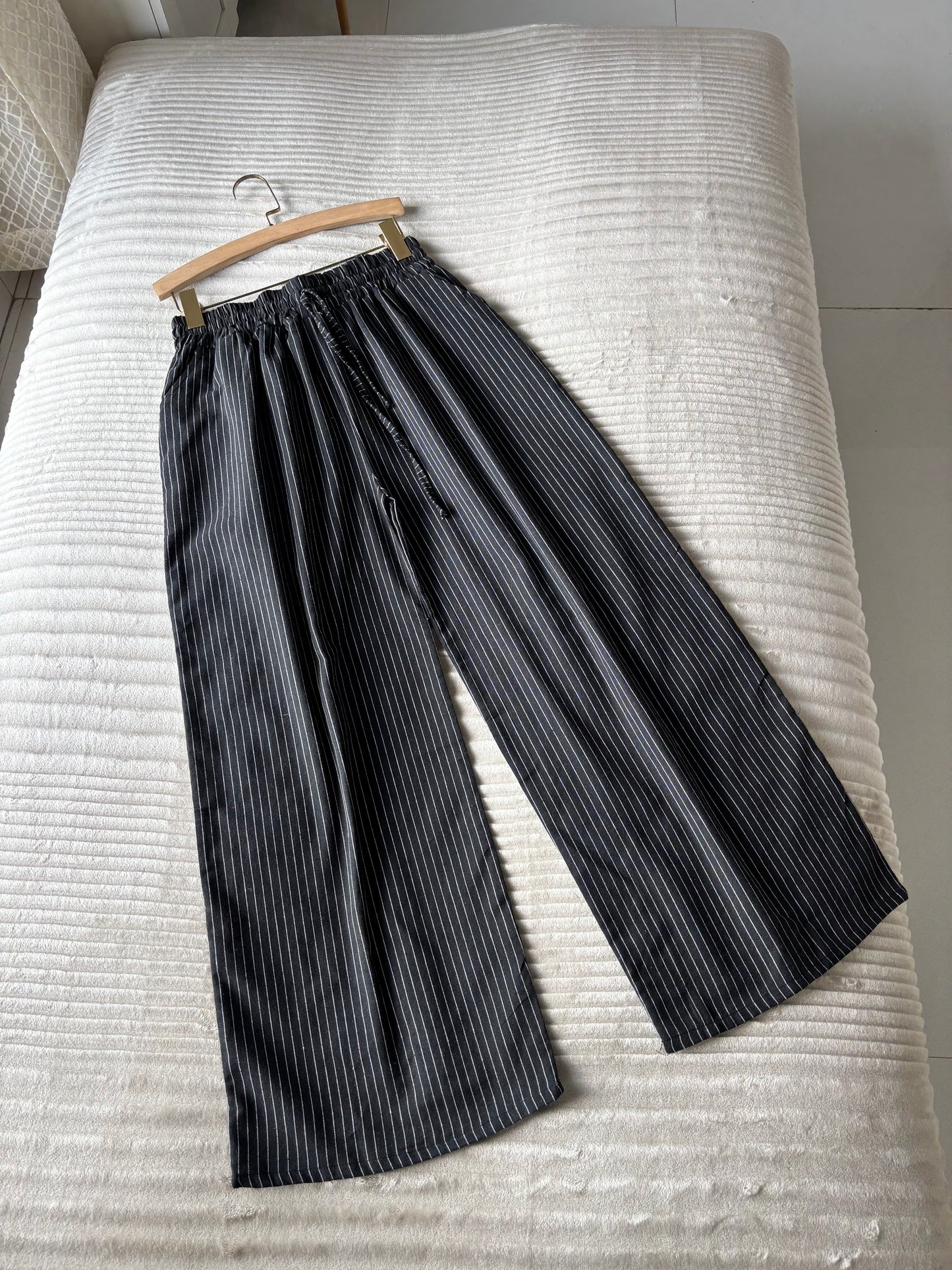 Black Striped Linen Pant