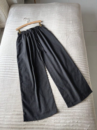 Black Striped Linen Pant