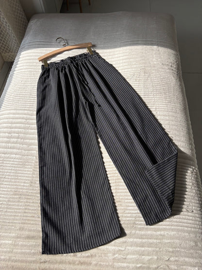 Black Striped Linen Pant