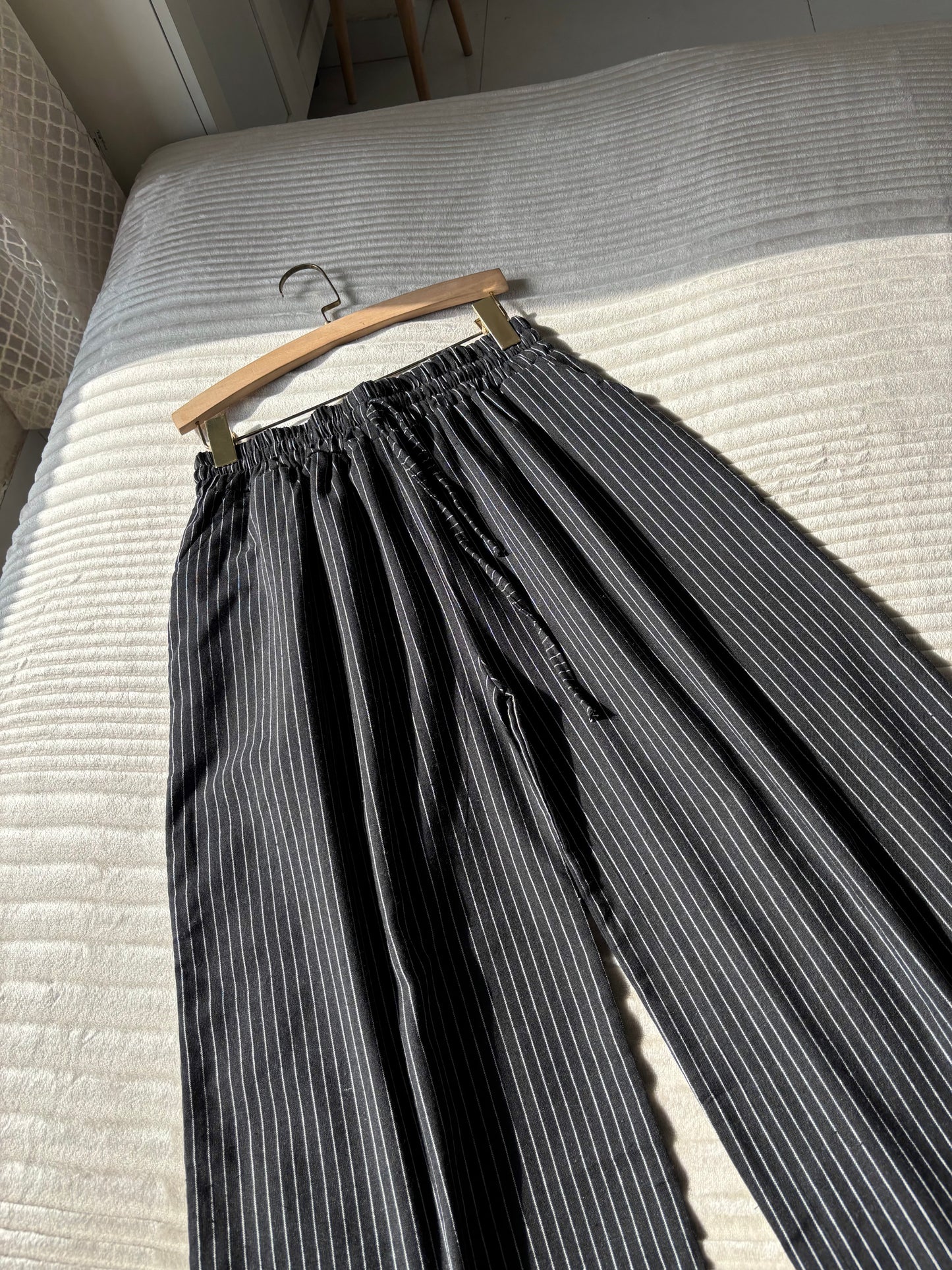 Black Striped Linen Pant