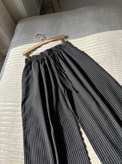 Black Striped Linen Pant