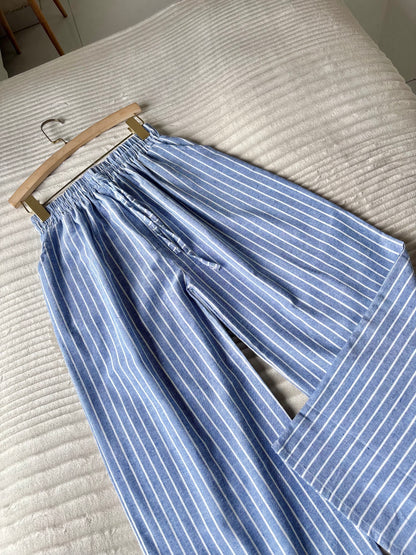 Blue Striped Linen Pant