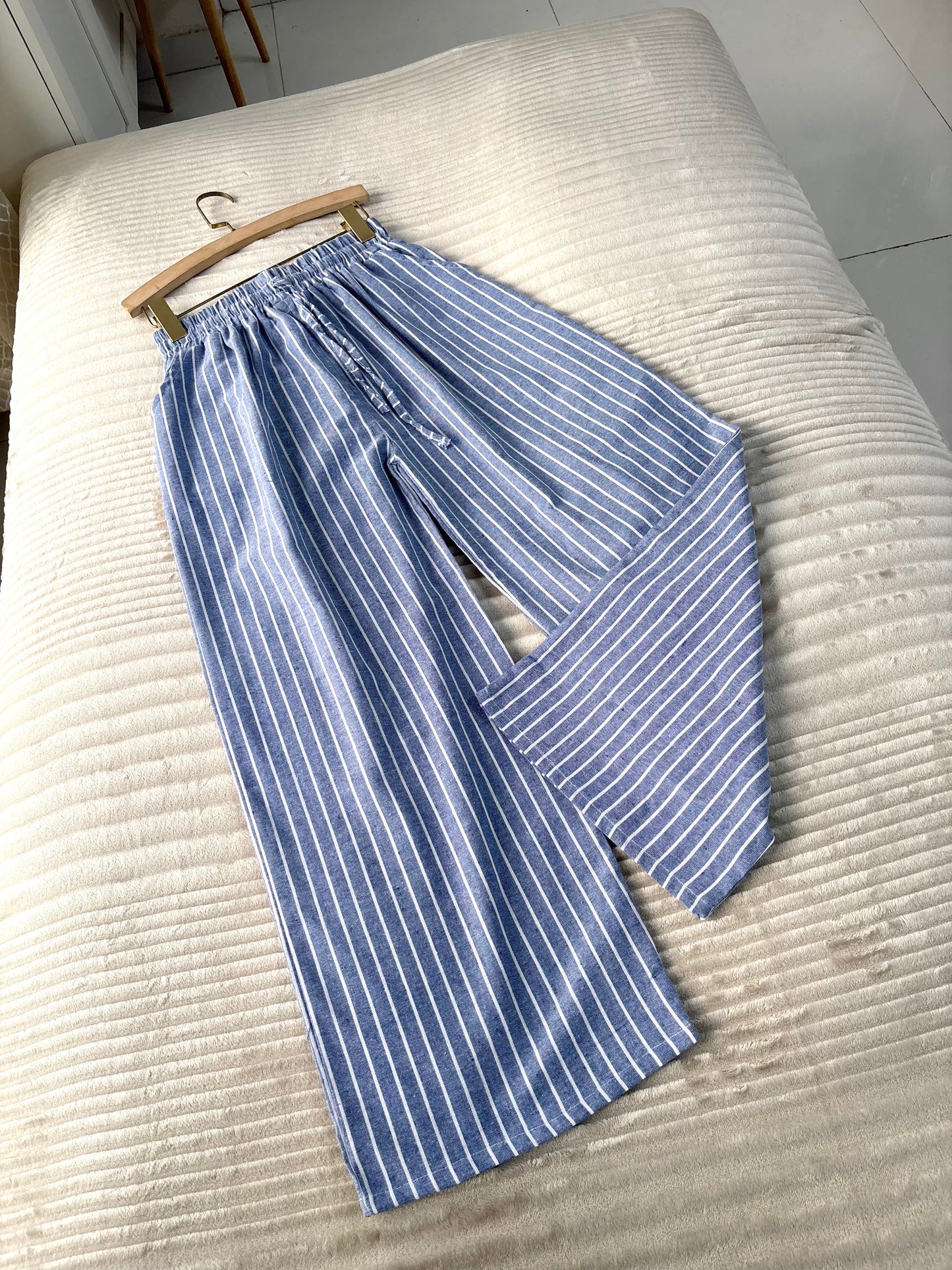 Blue Striped Linen Pant