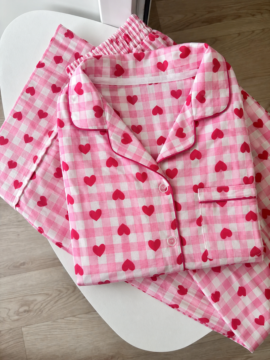 Pink Heart Padded 3 Piece Night Suit