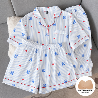 Bluebell Bow Padded 3 Piece Night Suit