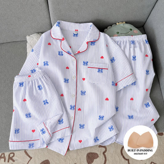 Bluebell Bow Padded 3 Piece Night Suit