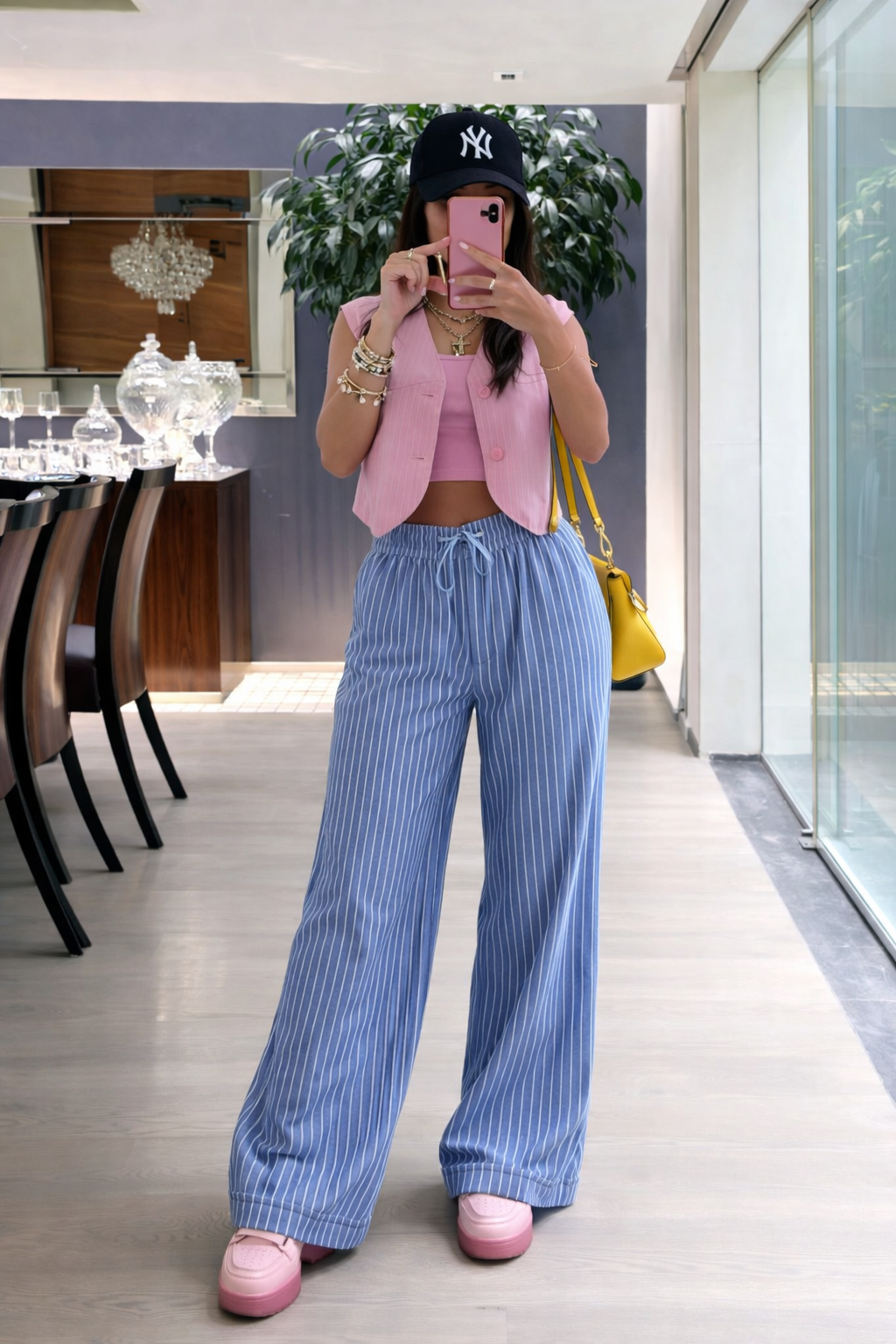 Blue Striped Linen Pant