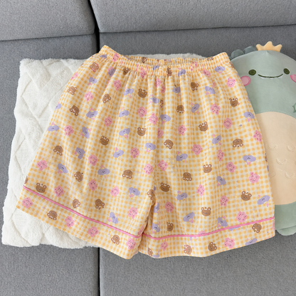 Yellow Gingham Padded 3 Piece Night Suit