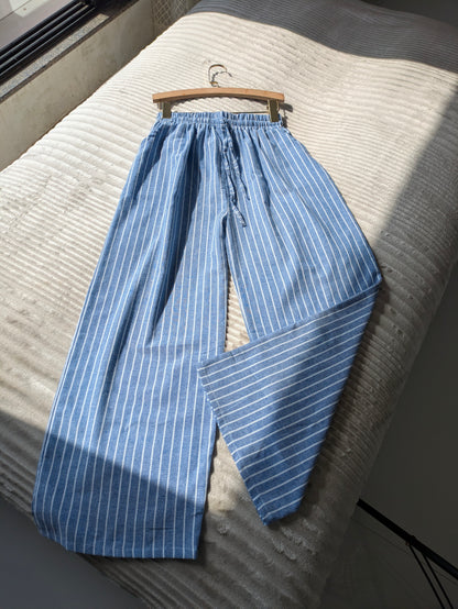 Blue Striped Linen Pant