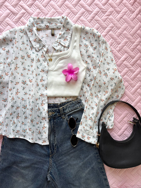 Oversized Floral Print Shirt