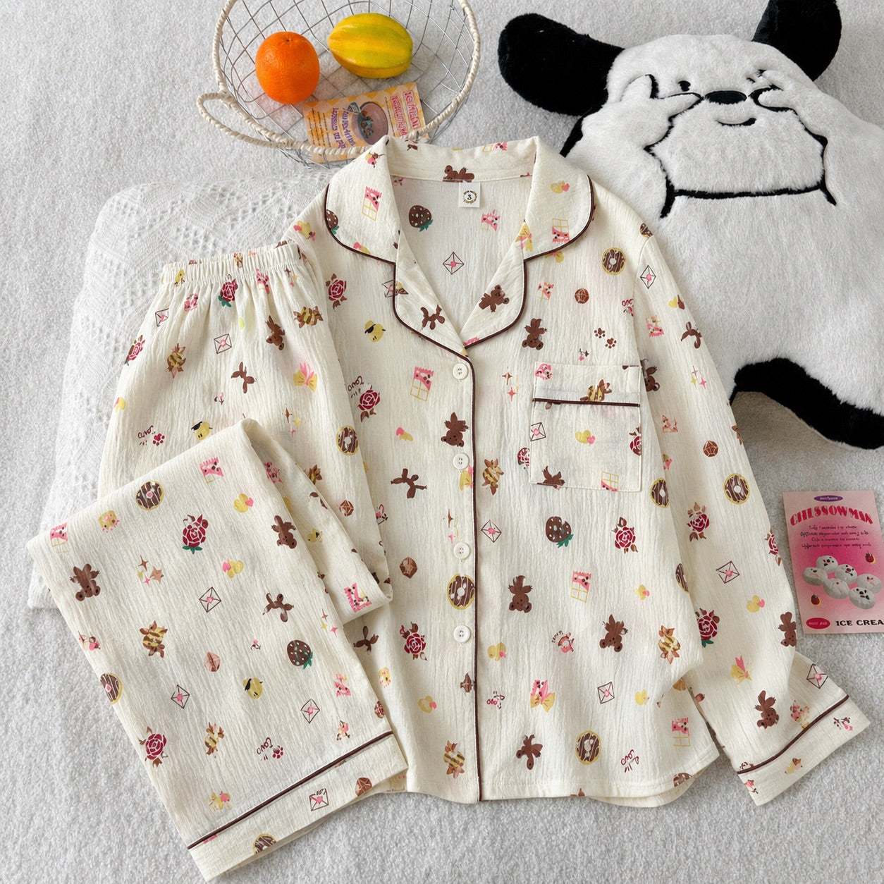 Donut Teddy Full Sleeve 2 Piece Night Suit