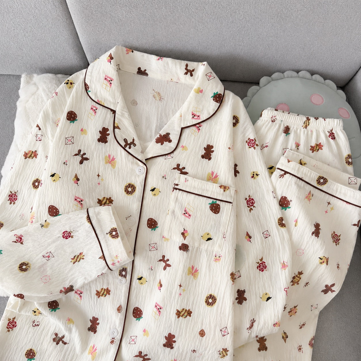 Donut Teddy Full Sleeve 2 Piece Night Suit