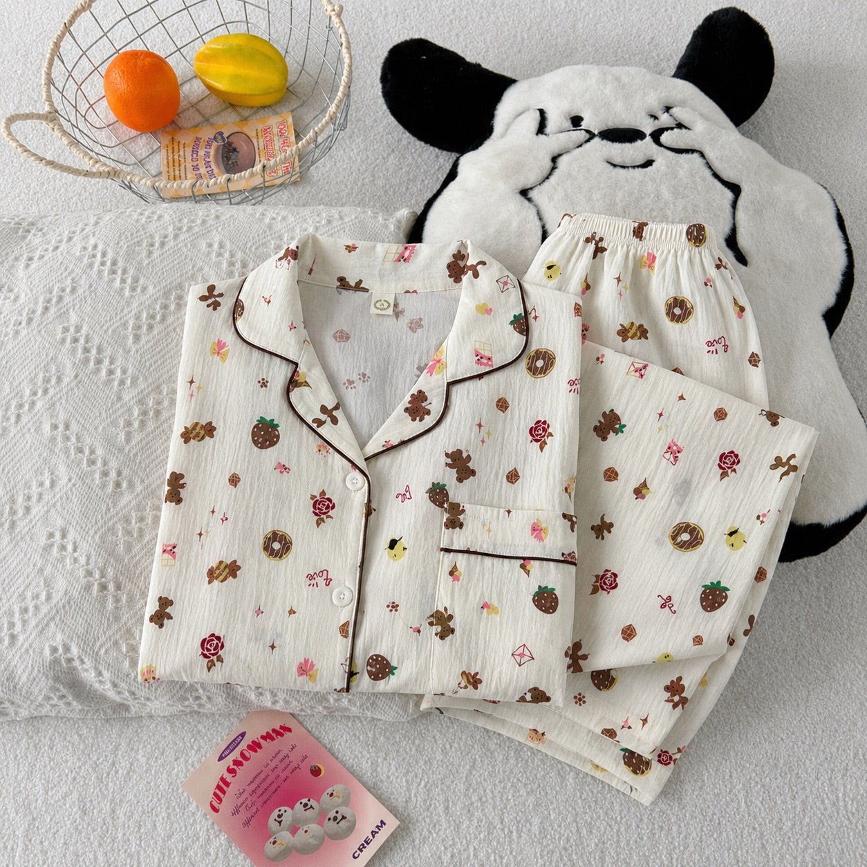 Donut Teddy Full Sleeve 2 Piece Night Suit