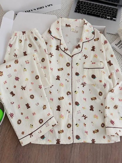 Donut Teddy Full Sleeve 2 Piece Night Suit