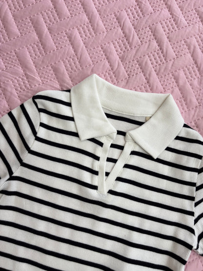 White Striped Polo T-shirt