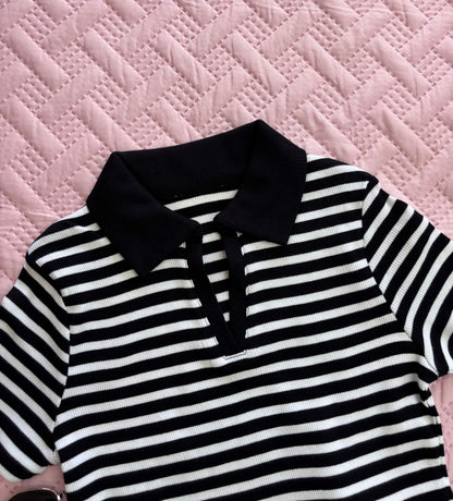 Black Striped Polo T-shirt