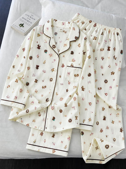 Donut Teddy Full Sleeve 2 Piece Night Suit