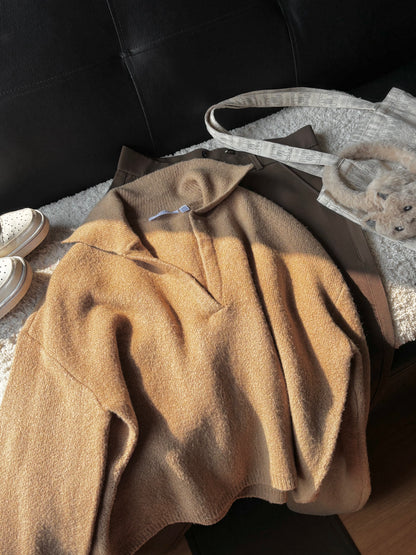 Camel Polo Oversized Sweater For Women