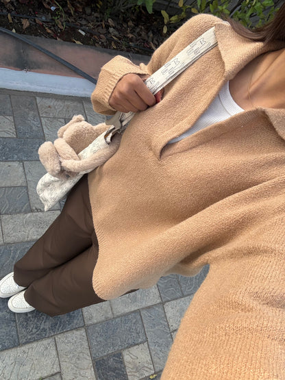 Camel Polo Oversized Sweater For Women