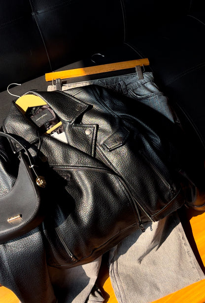 High-end Luxury Black Leather Jacket For Women