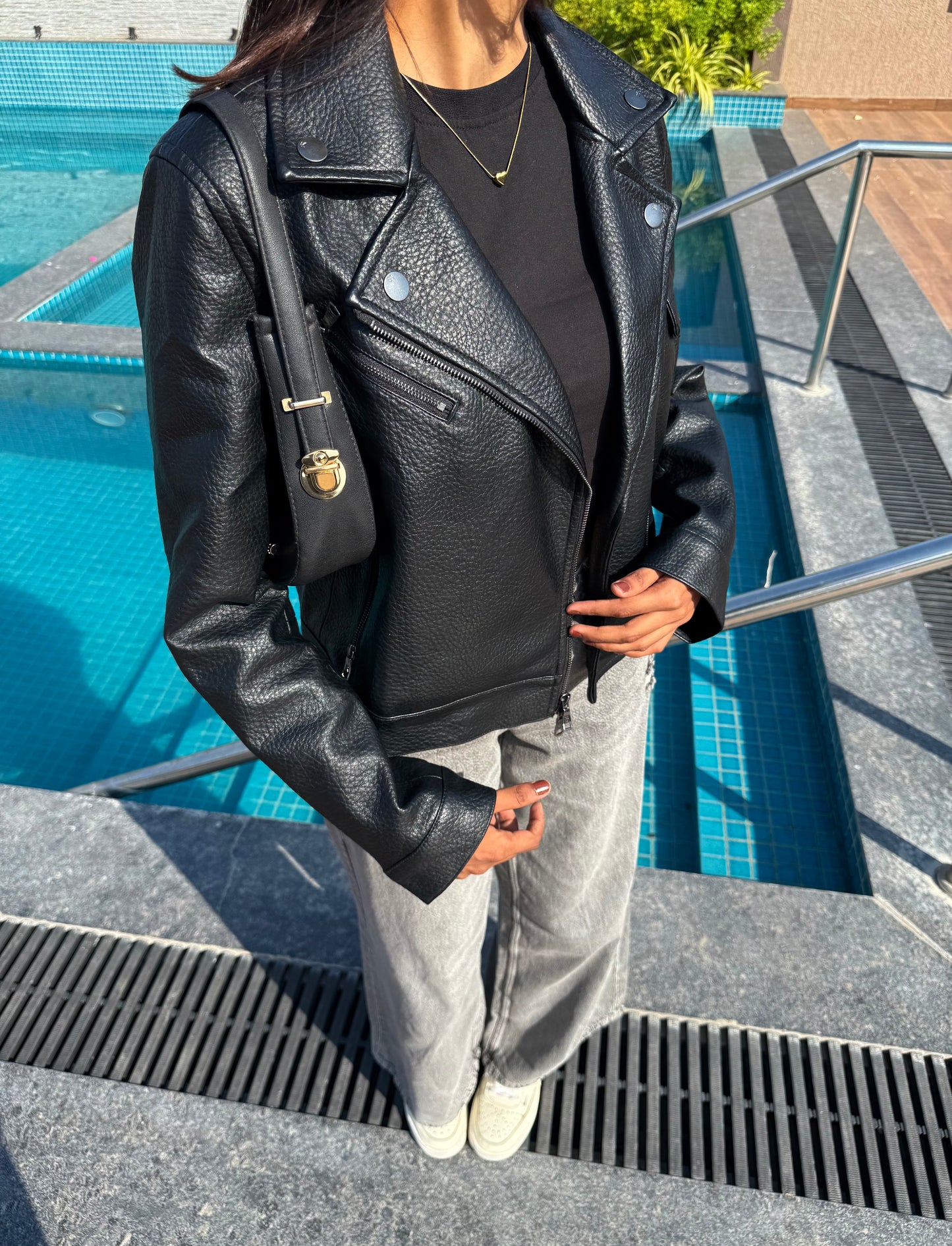 High-end Luxury Black Leather Jacket For Women