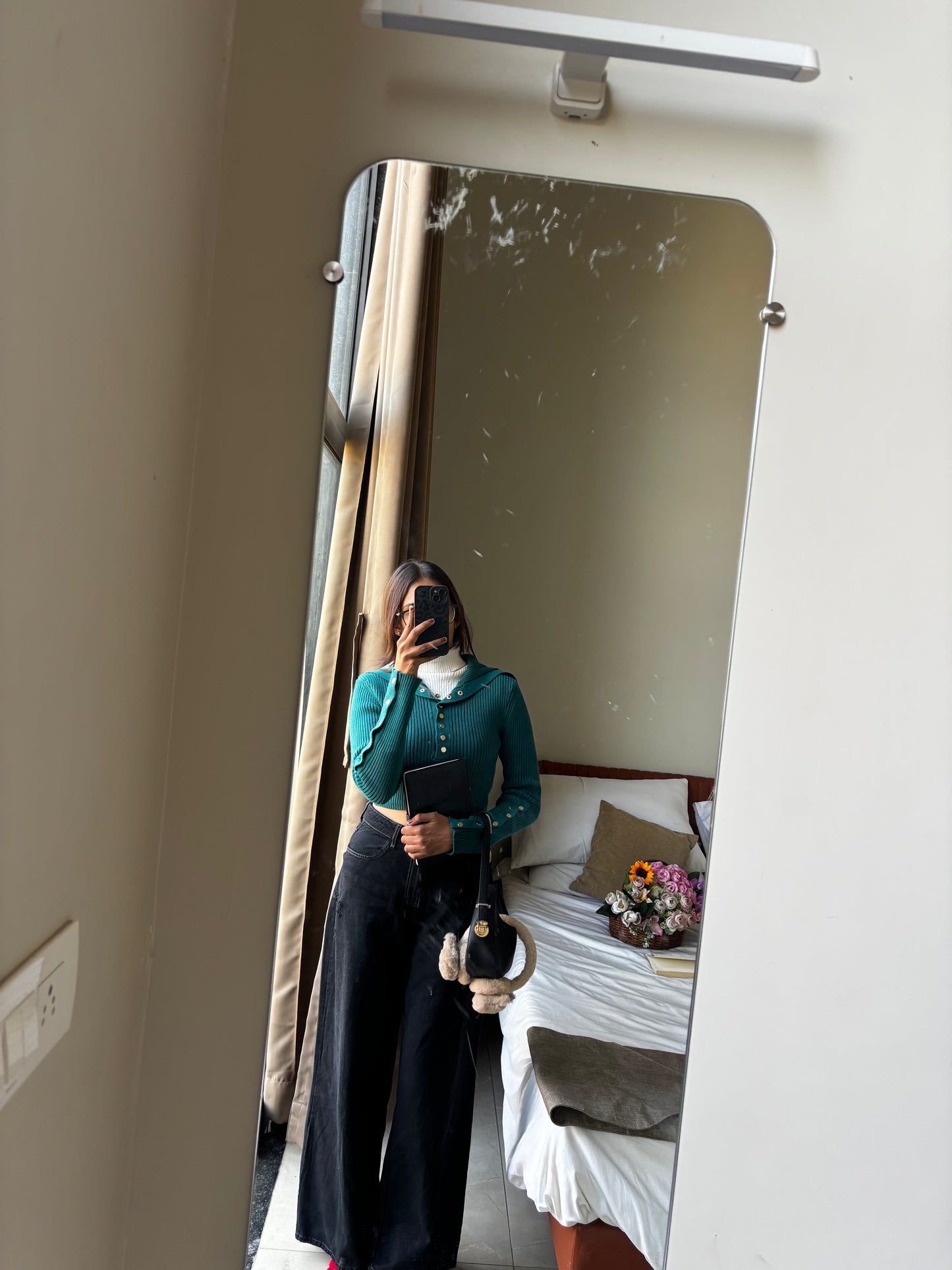 Women's Emerald Knitted Top With Buttons