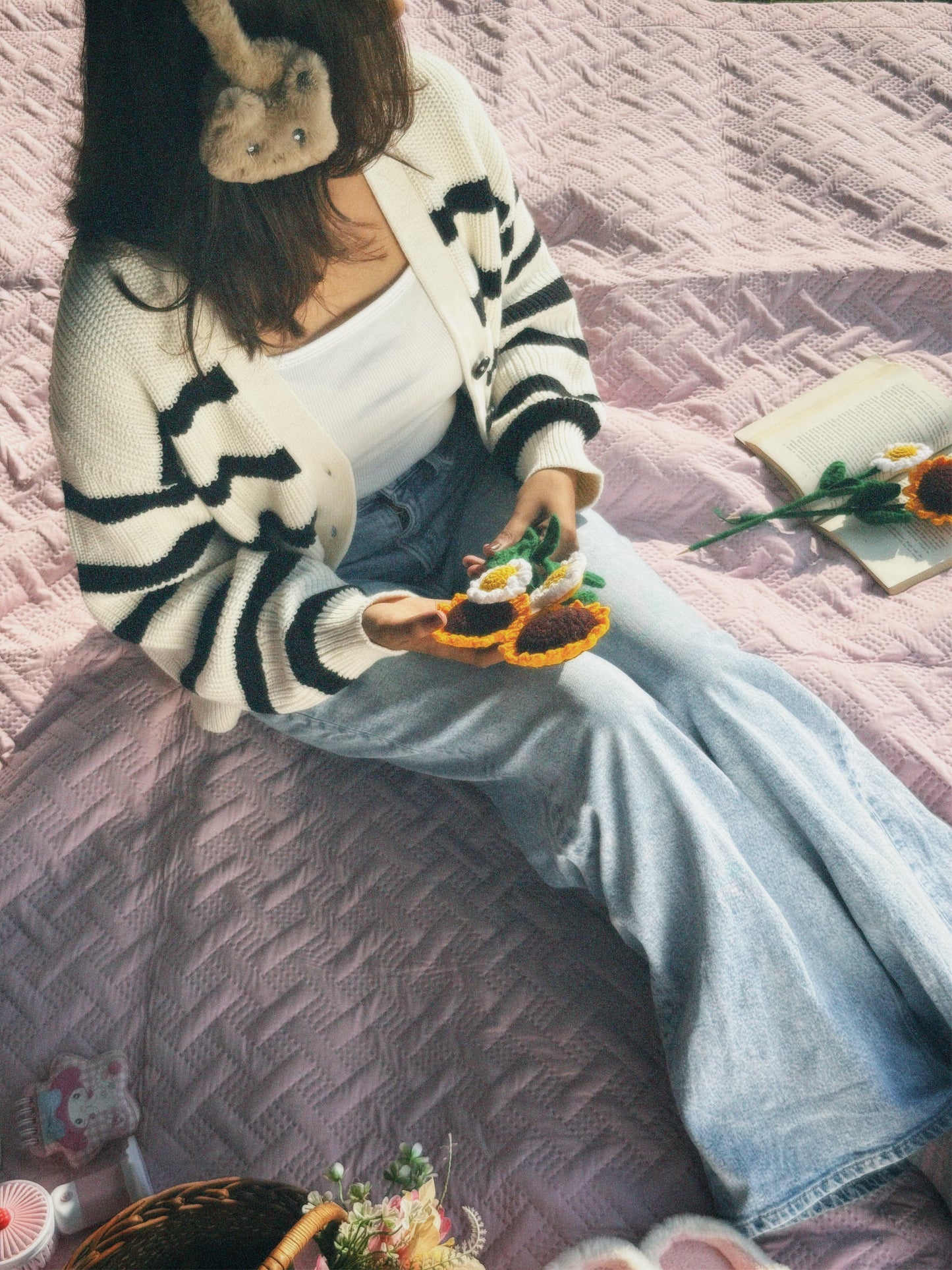 Classic Striped Knit Cardigan For Women