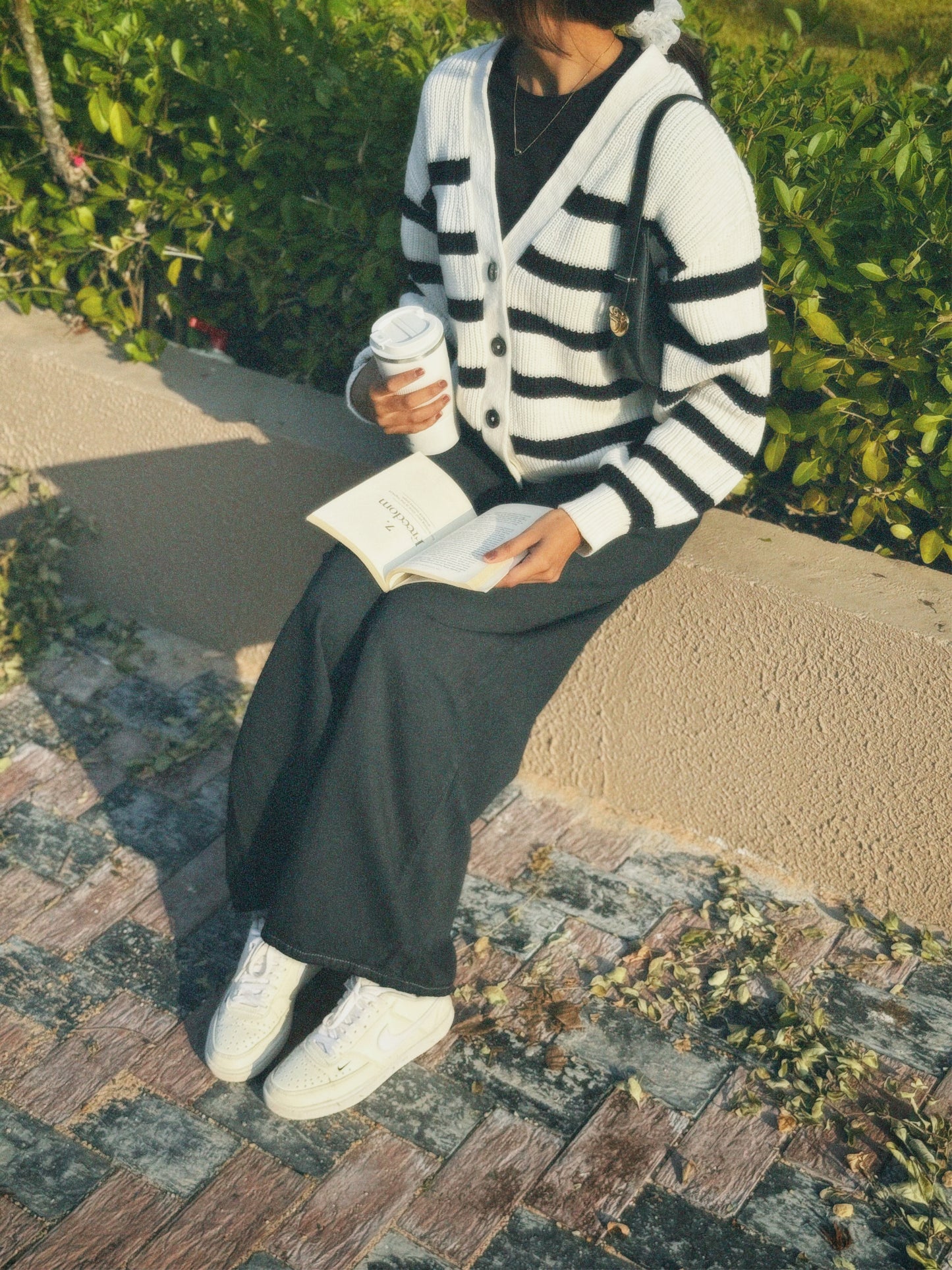 Classic Striped Knit Cardigan For Women