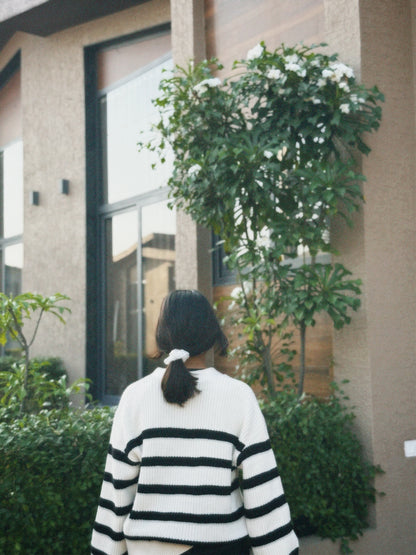 Classic Striped Knit Cardigan For Women