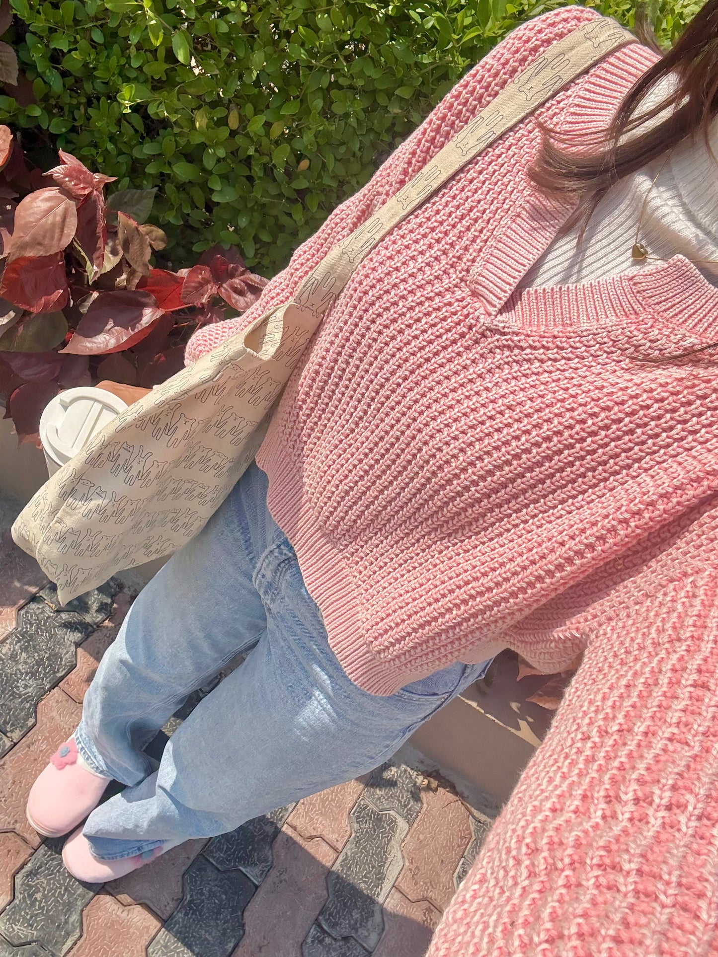 Pastel Pink V-Neck Pullover For Women