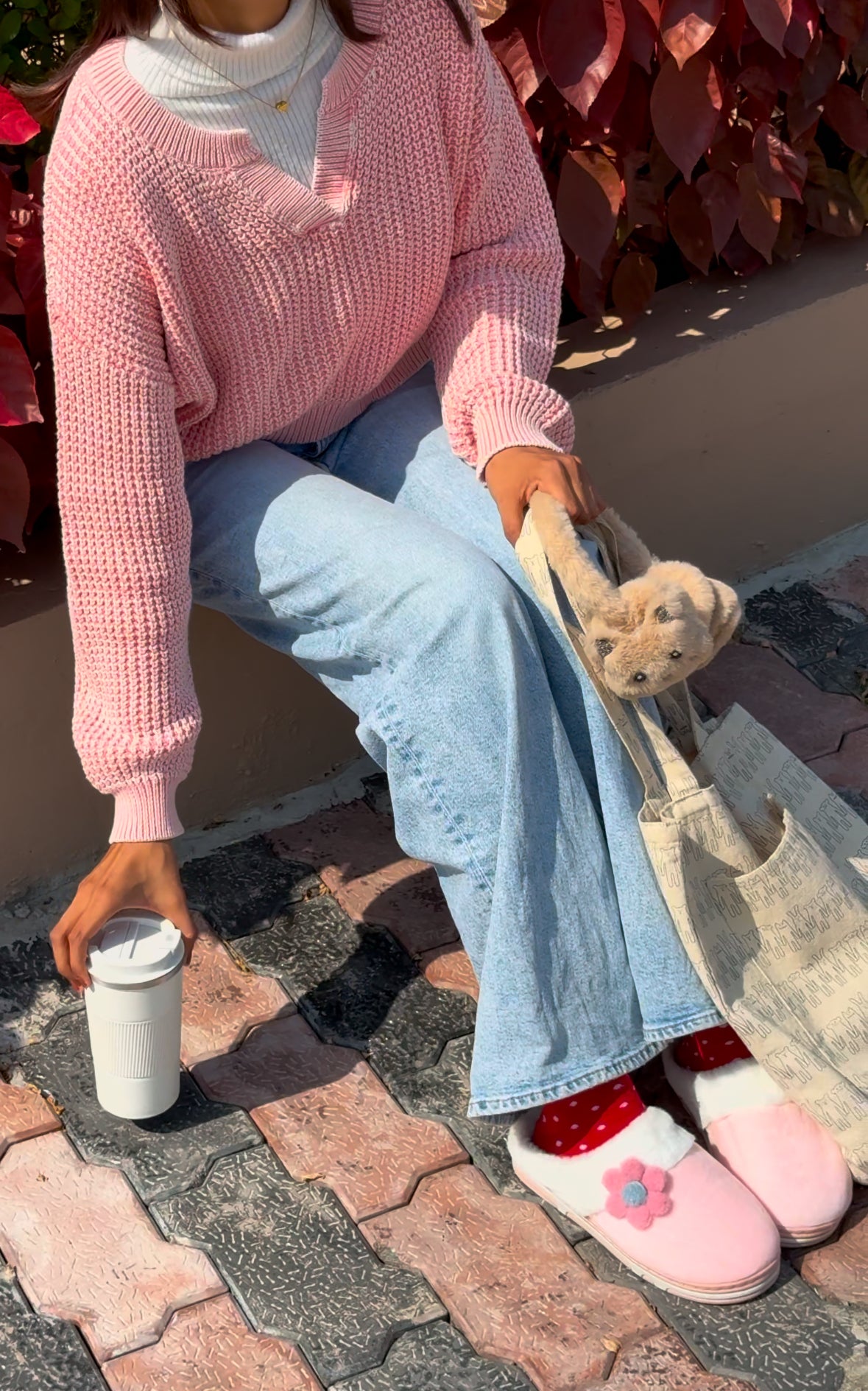 Pastel Pink V-Neck Pullover For Women